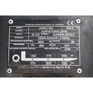 Ja2n1l16q UNICARRIERS Stivuitor electric 1.60T 4.75M 2018  NR12