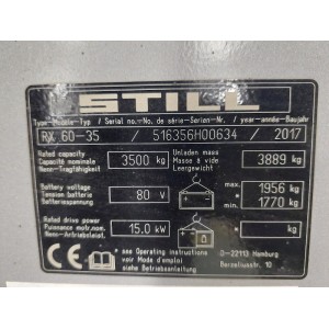 Still RX 60-35 Electric forklift 3.50T 4.44M 2017  16183A
