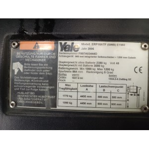 Yale ERP18ATF Electric forklift 1.80T 4.40M 2006  4446GE
