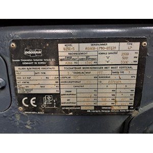 Doosan G25E-5 Stivuitor GPL 2.50T 4.73M 2014  1650GE