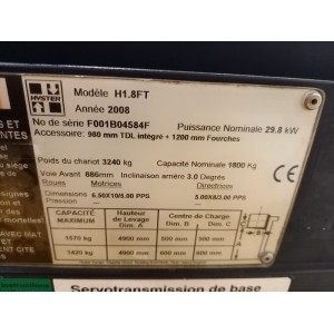 Hyster H1.8FT LPG forklift 1.80T 4.90M 2008  AA88210