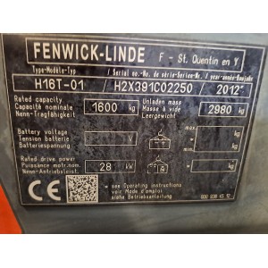 Linde H16T-01 Stivuitor GPL 1.60T 3.15M 2012  AB95303