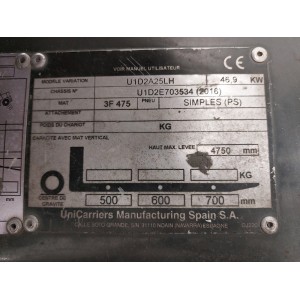 Tcm FGE25-E1 LPG forklift 2.50T 4.75M 2016  11562A