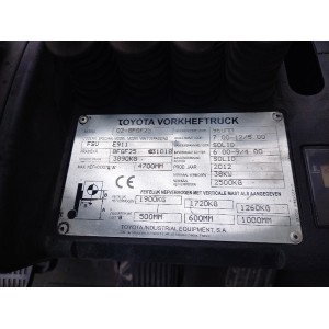 Toyota 02-8FGF25 LPG forklift 2.50T 4.70M 2012  2421GA