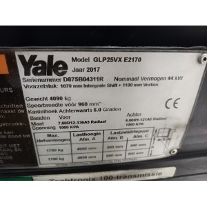 Yale GLP25VX Stivuitor GPL 2.50T 4.95M 2017  AE47988