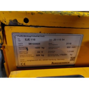 Jungheinrich EJE 116 Transpaleta electrica  1.60T 2018  18653A