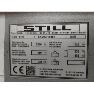 Still EXD-S 20 Transpaleta electrica cu catarg 2.00T 1.57M 2015  5206GE