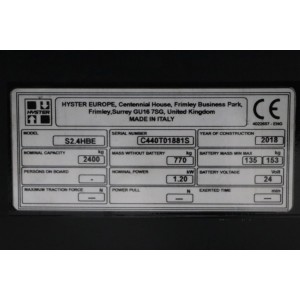 S2.4hbe HYSTER Electric pallet truck 2.40T 0.42M 2018  OA62