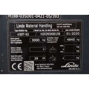 H30t-02 LINDE Stivuitor GPL 3.00T 4.21M 2020  OB28