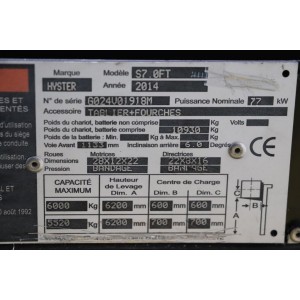 S7.0ft HYSTER Мотокар за LPG 7.00T 6.20M 2014  NX38