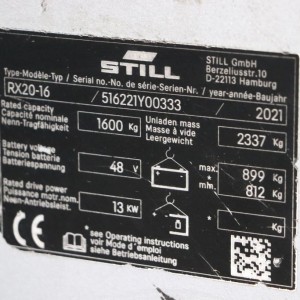 Rx20-16 STILL Electric forklift 1.60T 4.62M 2021  OE98