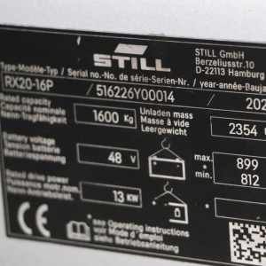 Rx20-16p STILL Stivuitor electric 1.60T 6.07M 2021  OF02