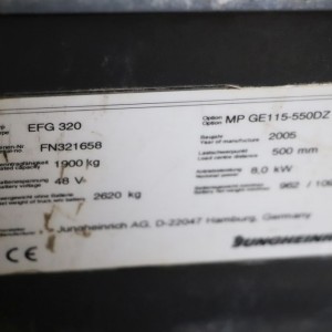 Efg 320 JUNGHEINRICH Електрически мотокар 2.00T 6.16M 2005  OF47