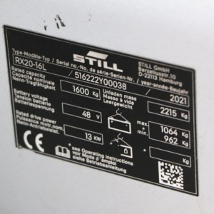Rx20-16l STILL Electric forklift 1.60T 4.62M 2021  OF09