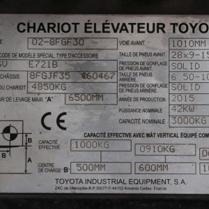 02-8fgf30 TOYOTA Мотокар за LPG 3.00T 6.50M 2015  OG11