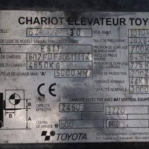 62-7fdf30 TOYOTA Stivuitor diesel 3.00T 5.00M 2002  OC75
