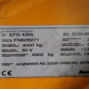 Efg 430k JUNGHEINRICH Electric forklift 3.00T 6.50M 2020  OH11