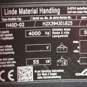 H40d-02 LINDE Stivuitor diesel 4.00T 3.20M 2018  OI20