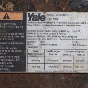 Erc40ake YALE Електрически мотокар 4.00T 4.70M 1990  NJ73