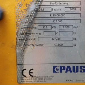 Pgs26,5 PAUS Stivuitor diesel 26.50T 3.15M 2018  NA07