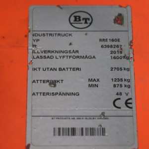 Rre160e BT Reach Truck 1.60T 6.30M 2015  OI08