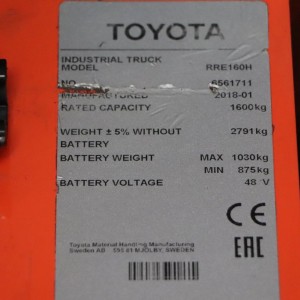 Rre160h TOYOTA Reach Truck 1.60T 7.00M 2018  OI10