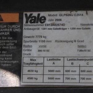 Glp50mj YALE Stivuitor GPL 5.00T 5.00M 2006  OI63