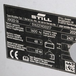 Rx20-16 STILL Електрически мотокар 1.60T 5.22M 2020  OJ18