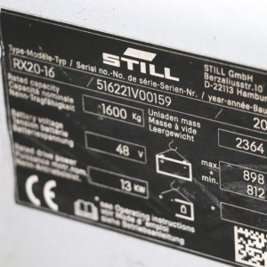Rx20-16 STILL Electric forklift 1.60T 4.92M 2019  OJ20