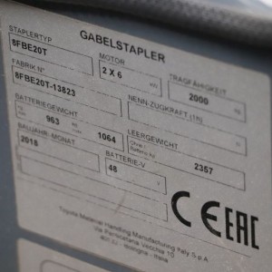 8fbe20t TOYOTA Electric forklift 2.00T 3.50M 2018  OJ13