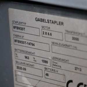 8fbm20t TOYOTA Електрически мотокар 2.00T 4.70M 2020  OJ09