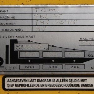 Fbl 25 TCM Electric forklift 2.50T 3.50M  NJ52