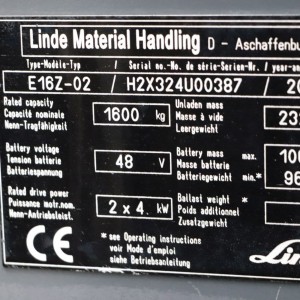 LINDE E16Z-02 Produs 1.60T 6.70M 2007 INZ60