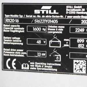 STILL RX20-16 Produs 1.60T 4.32M 2021 VNW99