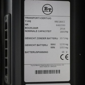 BT RRE180CC Produs 1.80T 10.30M 2016 COD28