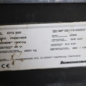 JUNGHEINRICH EFG 320 Produs 2.00T 6.16M 2005 VOF47