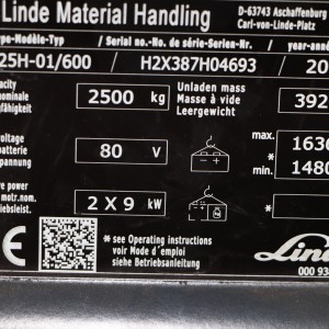 LINDE E25H-01/600 Produs 2.50T 4.29M 2017 VNE99
