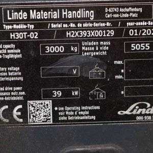 LINDE H30T-02 Produs 3.00T 6.60M 2020 ZOB25