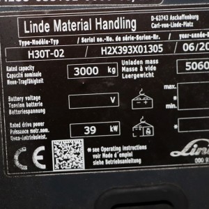 LINDE H30T-02 Produs 3.00T 6.60M 2020 GOB32