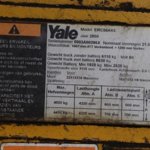 YALE ERC50AKE Produs 5.00T 4.32M 2000 DNJ81