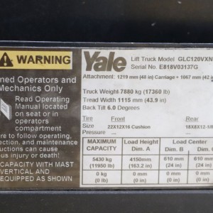 YALE GLC120VX Produs 5.50T 4.15M 2009 GOI84
