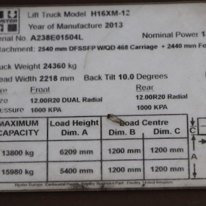 Hyster H16XM-12 Produs 16.00T 5.00M 2013 MNX12