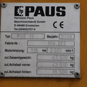 Paus PGS 18 Produs 18.00T 3.30M 2009 JNH87