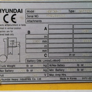 HYUNDAI HBF30-7 Stivuitor electric 3.00T 6.90M DNK55