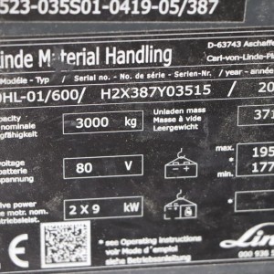 LINDE E30HL-01/600 Electric forklift 3.00T 4.19M 2021 ROF69