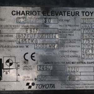 Toyota 62-7FDF30 Diesel forklift 3.00T 5.00M 2002 XOC75