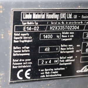 LINDE E14-02 Stivuitor electric 1.40T 3.70M 2006 ANY26