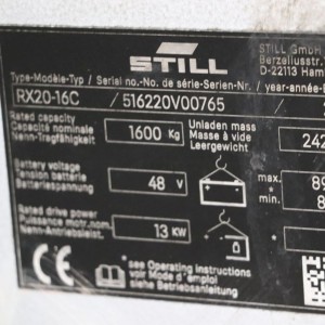 STILL RX20-16C Stivuitor electric 1.60T 3.48M 2019 HOC85