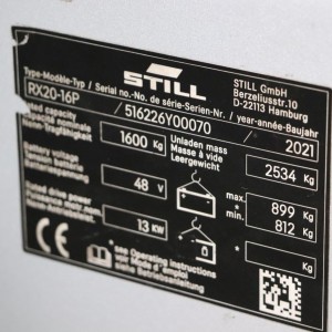 STILL RX20-16P Electric forklift 1.60T 5.62M 2021 LOE89