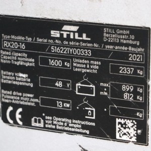 STILL RX20-16 Stivuitor electric 1.60T 4.62M 2021 UOE98